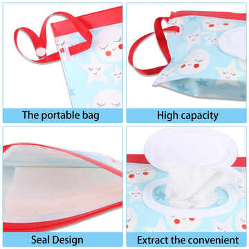 Febsnow 4 Pack Baby Wipes Container, Reusable Portable Wet Wipe Pouch,Wipe Dispenser Container,Baby Travel Wet Wipe Holder