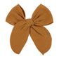 5.5 Inch Dark Yellow Fable Hair Bow: Handmade Linen Cotton Hair Clip For Girls - 1 Pcs