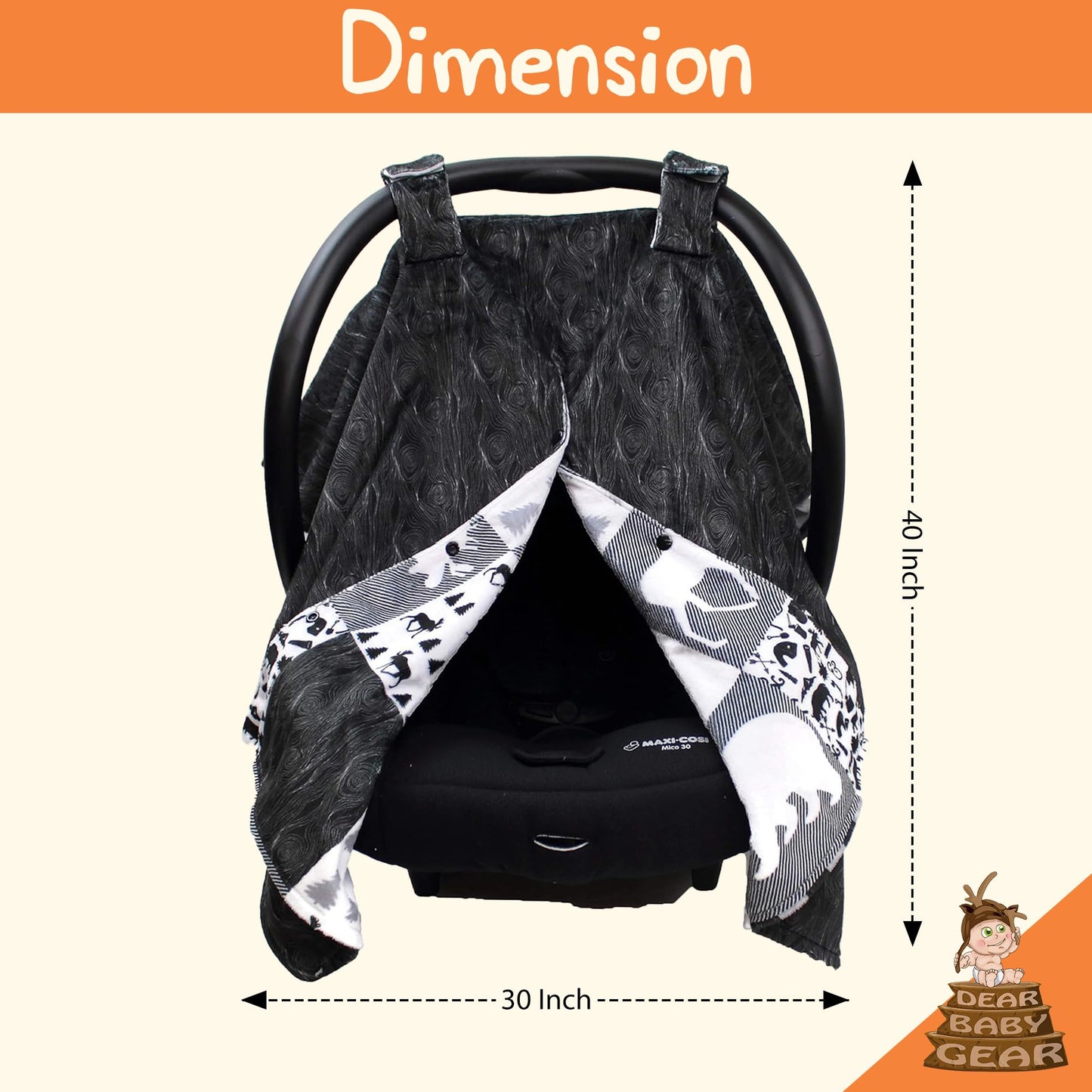 Dear Baby Gear - Infant Carseat Canopy And Winter Covers - Cozy Baby Car Seat Cover For Girls And Boys - Stroller Cover - Mounta