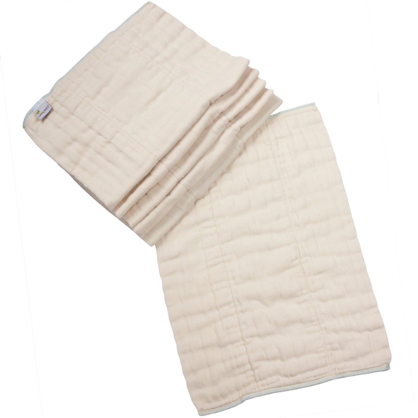 OsoCozy Organic Cotton Prefold Cloth Diapers Traditional Fit Large 4x8x4 Layering (6pk) - Super-Soft, Thick, Absorbent, Durable