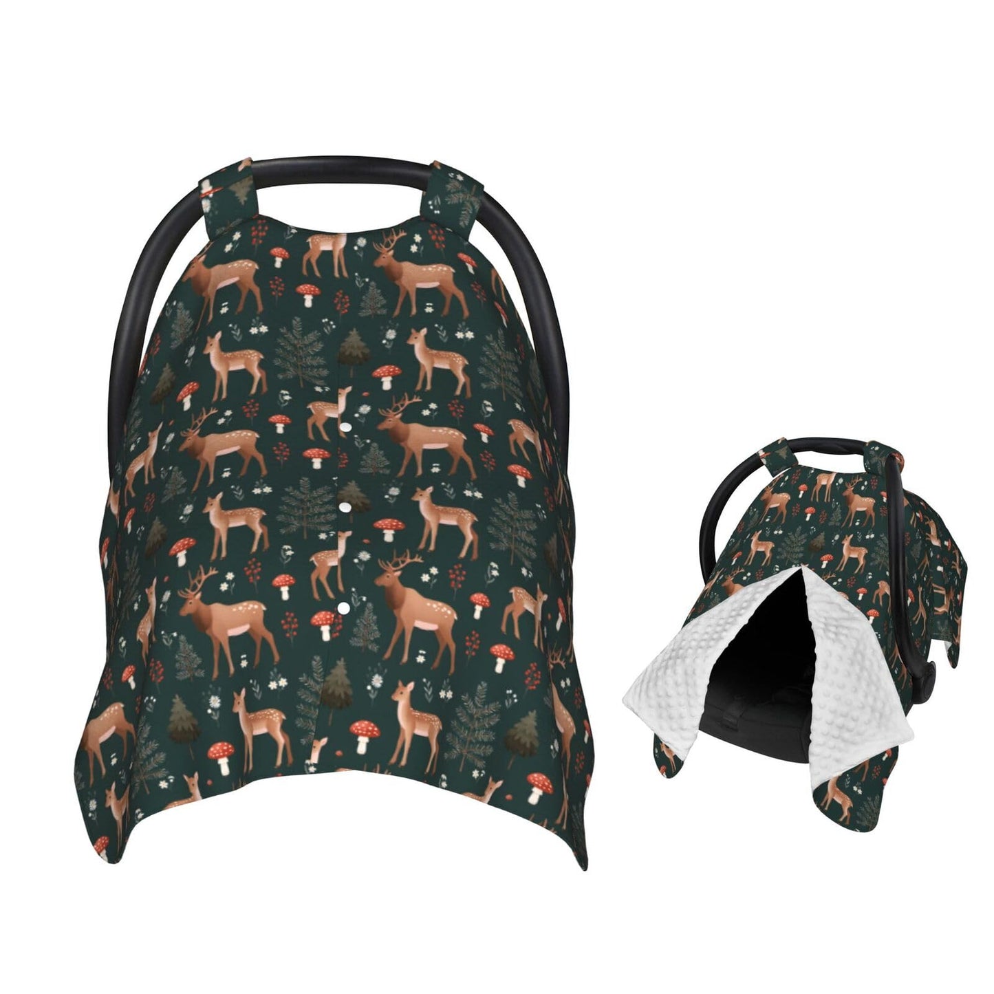 Muishi Deers Forest Mushroom Baby Car Seat Canopy Nursing Cover for Newborn Car Seat Breastfeeding Covers Blanket Newborn Shower