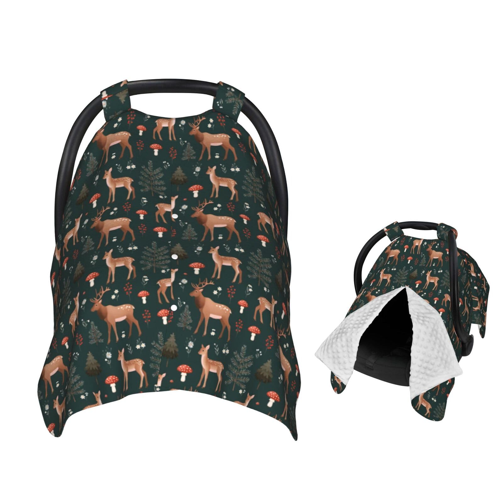 Muishi Deers Forest Mushroom Baby Car Seat Canopy Nursing Cover for Newborn Car Seat Breastfeeding Covers Blanket Newborn Shower