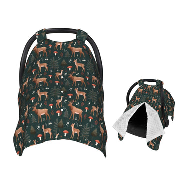 Muishi Deers Forest Mushroom Baby Car Seat Canopy Nursing Cover for Newborn Car Seat Breastfeeding Covers Blanket Newborn Shower