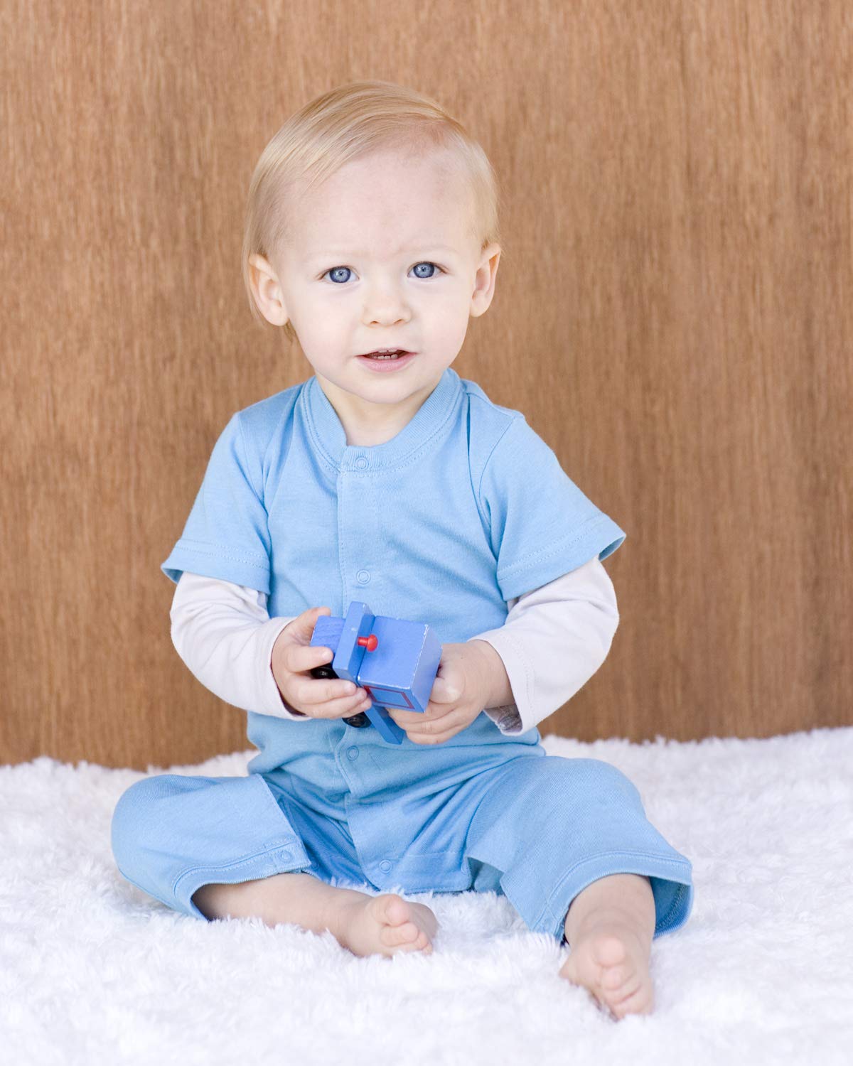 Babysoy Baby Boys' Layered One Piece, Lake Blue, 3-6 Months