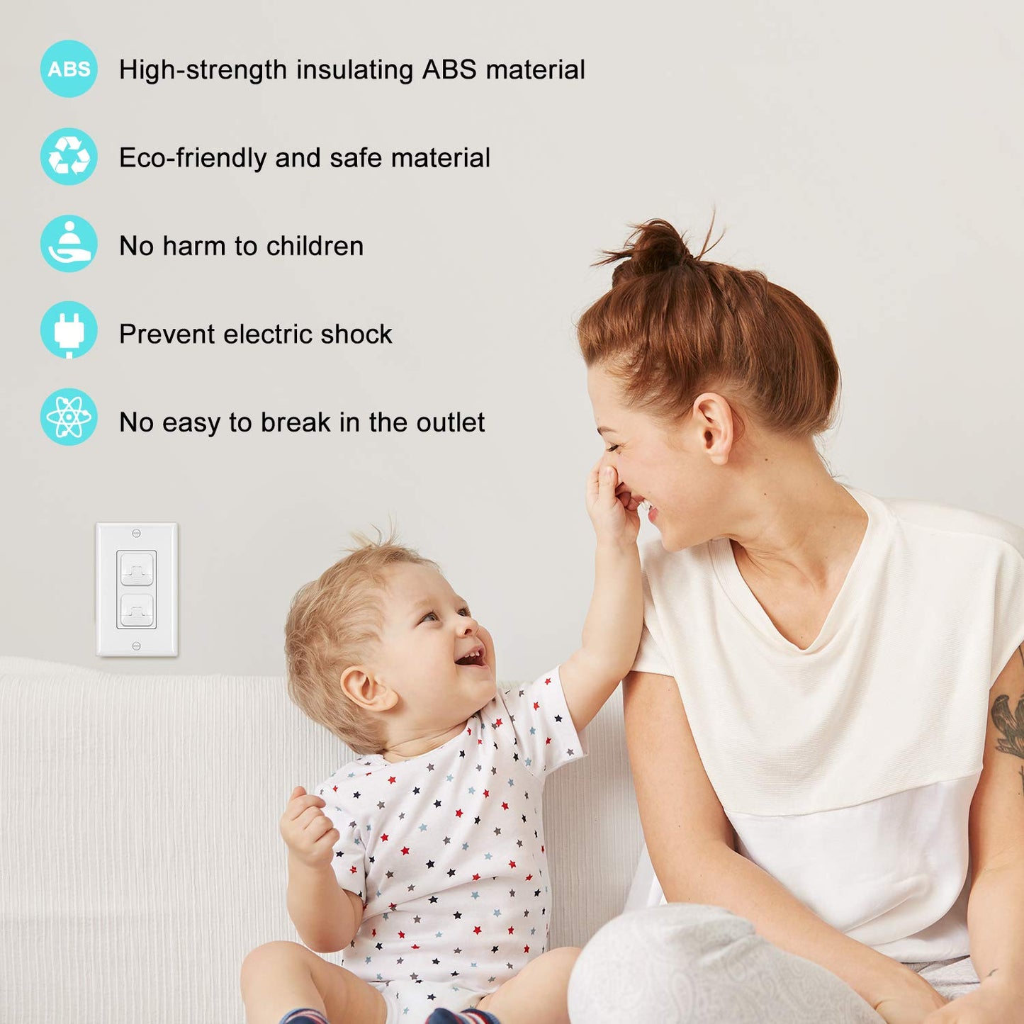 Outlet Covers (55 Pack) With Hidden Pull Handle Baby Proofing Plug Covers 3-Prong Child Safety Socket Covers Electrical Outlet P