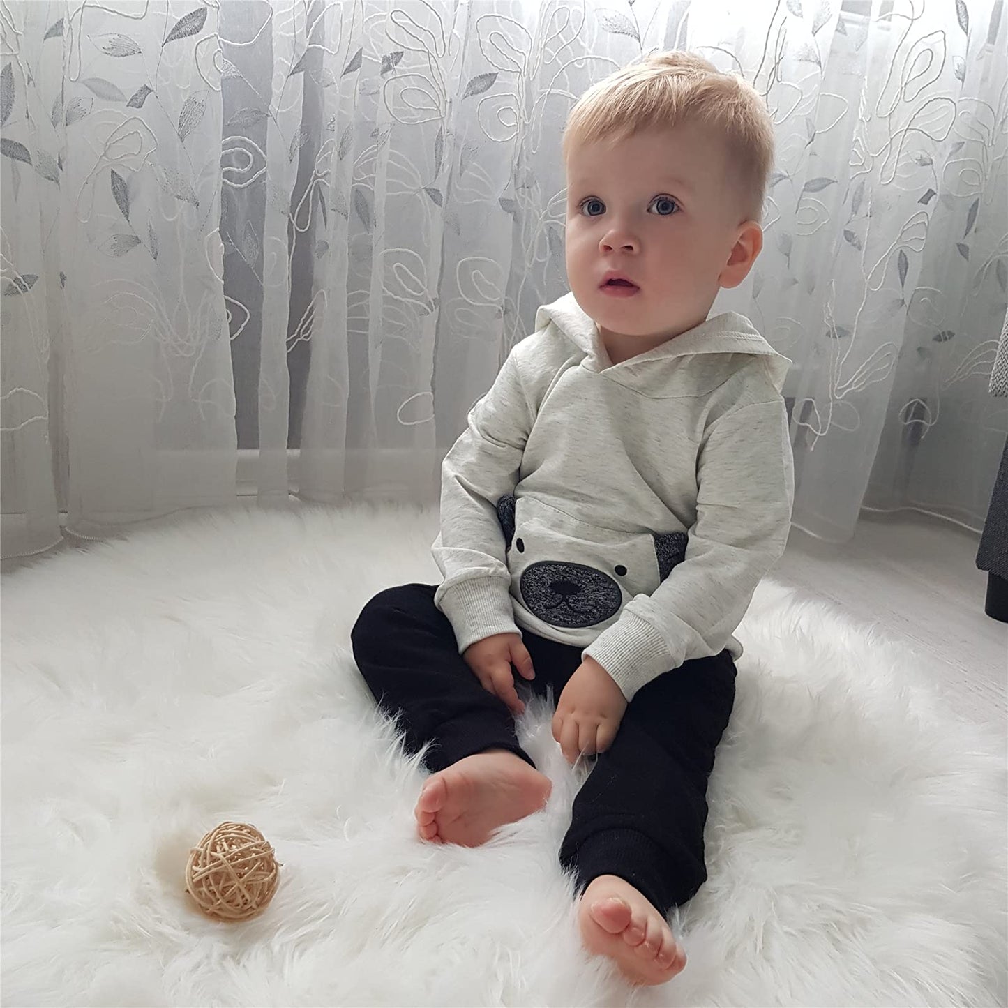 Toddler Infant Baby Boy Clothes Little Bear Long Sleeve Hoodie Tops Sweatsuit Pants Outfit Set (2-3T)