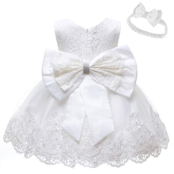 Baby Christmas Embroidery Lace Dresses Little Kid Easter Halloween Wedding Formal Event Dress (White 8348,24M)