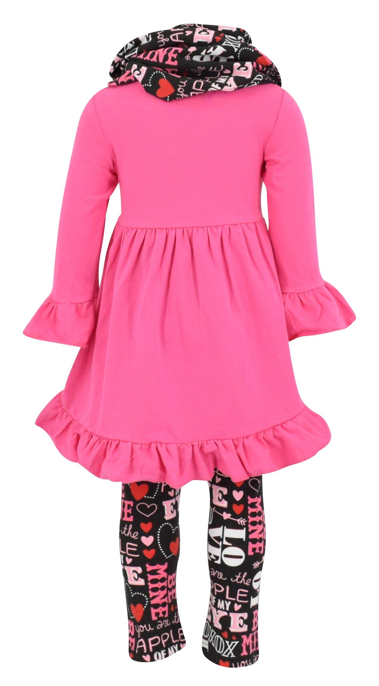 Unique Baby Girls Valentines Day Toddler Outfit Ruffle Top Legging Set (3 Years, Pink)