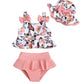 Infant Swimsuit Girl Baby Girl Bathing Suit 3-6 Months Pink Butterfly Swimwear Summer Beach Baby Bikini Tankini Hat Outfits Set