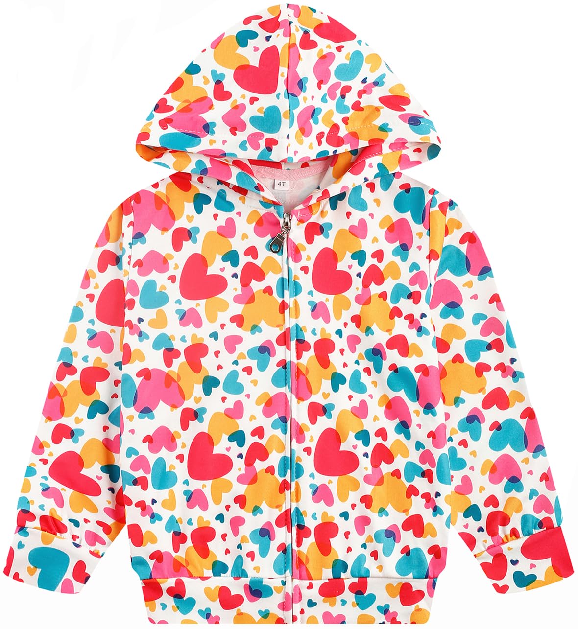 Popshion Baby Girl Heart Jacket Zip Up Birthday Hooded Sweatshirt Coats Toddler Heart Print Clothes Kids Valentines Day Outfit 5