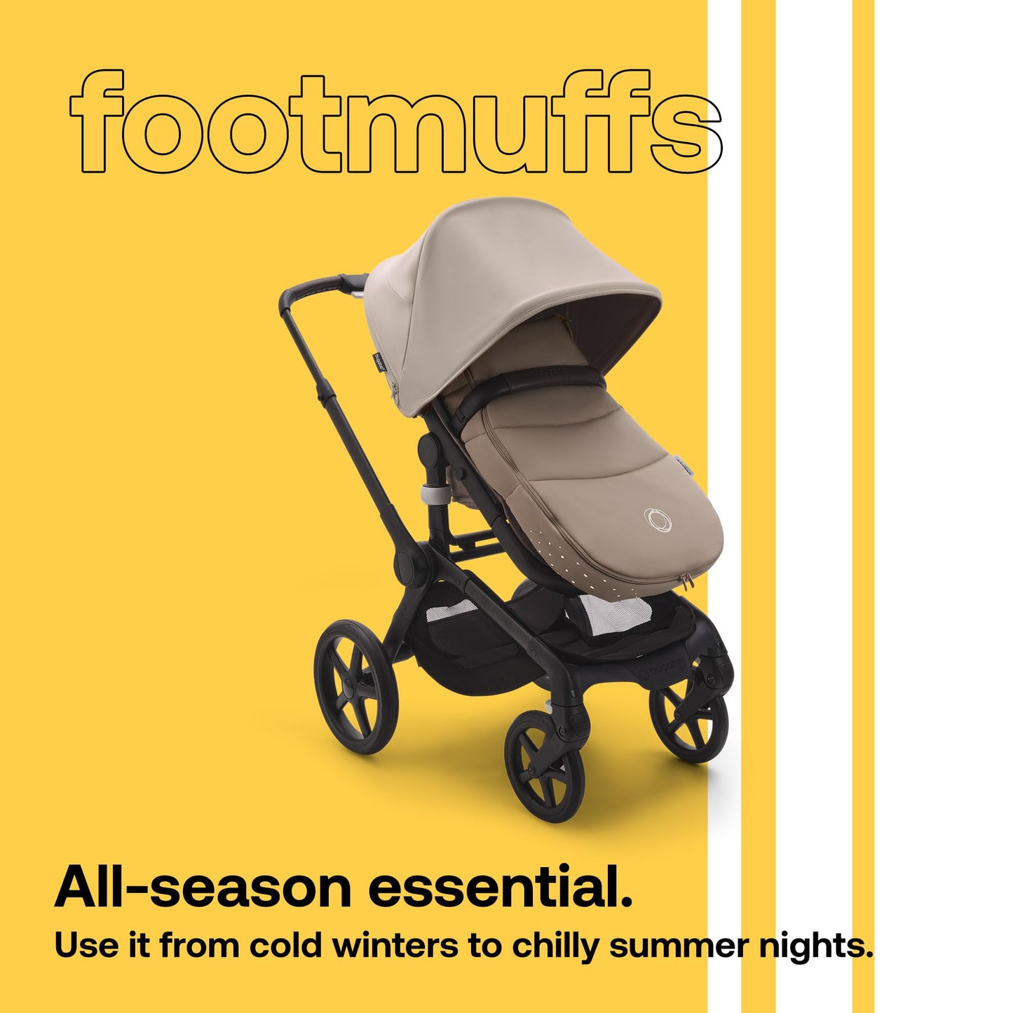 Bugaboo Footmuff - All-Season Stroller Accessory Weatherproof Climate Control Removable And Reflective (Dune Taupe)