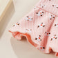 Coorally Toddler Baby Girl Floral Ruffled Outfits Set Strap Crop Tops+ Shorts Pants Summer Clothes Set (A-Pink, 18-24 Months)