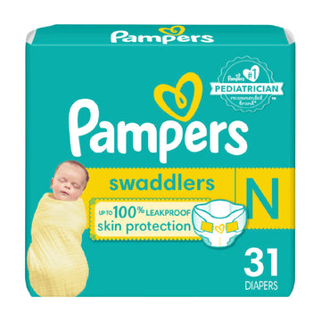 Pampers Baby Diapers - Swaddlers - Size 0, 31 Count, Ultra Absorbent Disposable Newborn Diaper