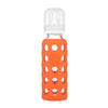 Lifefactory 9-Ounce Glass Baby Bottle With Stage 2 Nipple And Protective Silicone Sleeve Papaya (Lf110019C4)
