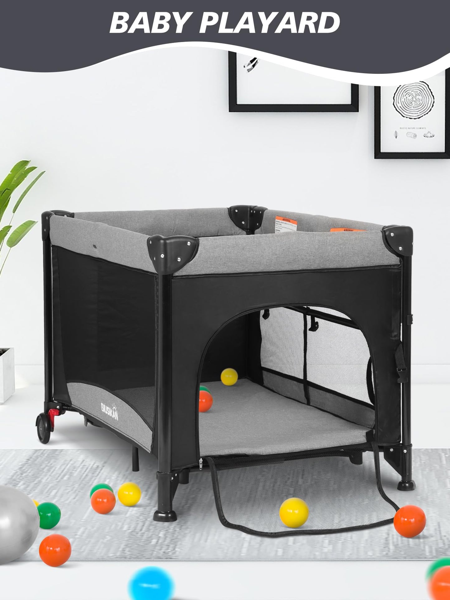 Biusikan Baby Bassinet, Pack And Play With Bassinet, Bassinet Bedside Sleeper With Diaper Changer, Mosquito Net, Music Box, Port