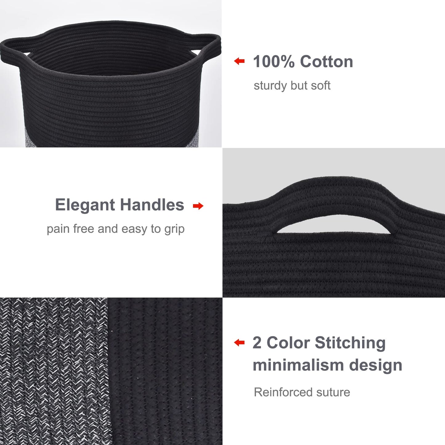 Bosroty Large Laundry Hamper Basket For Clothes 72L, Nursery Hamper, Blanket Basket, Clothes Basket Laundry, Woven Storage Baske