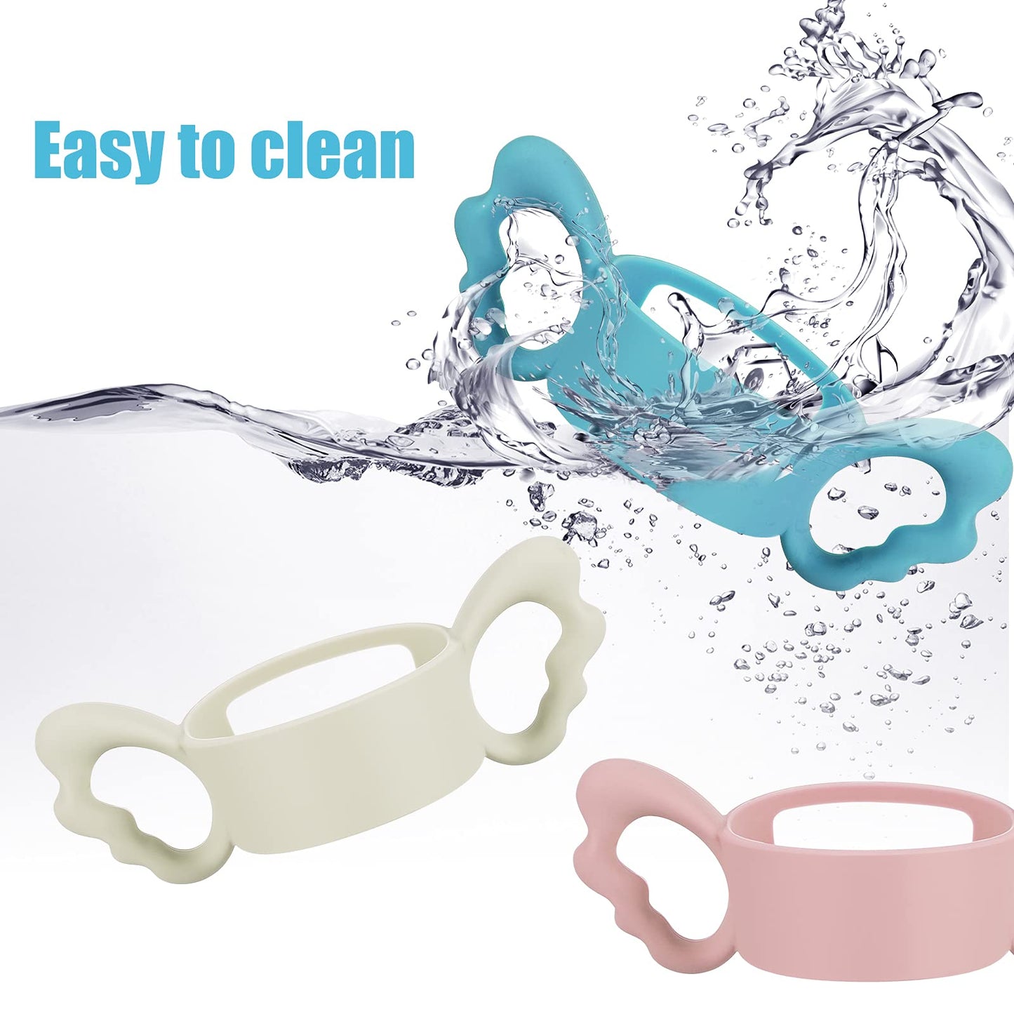 3 Pieces Baby Silicone Bottle Handles Natural Bottle Handle Wide Neck Feeding Handle Easy Carry Handle Lightweight Bottle Handle
