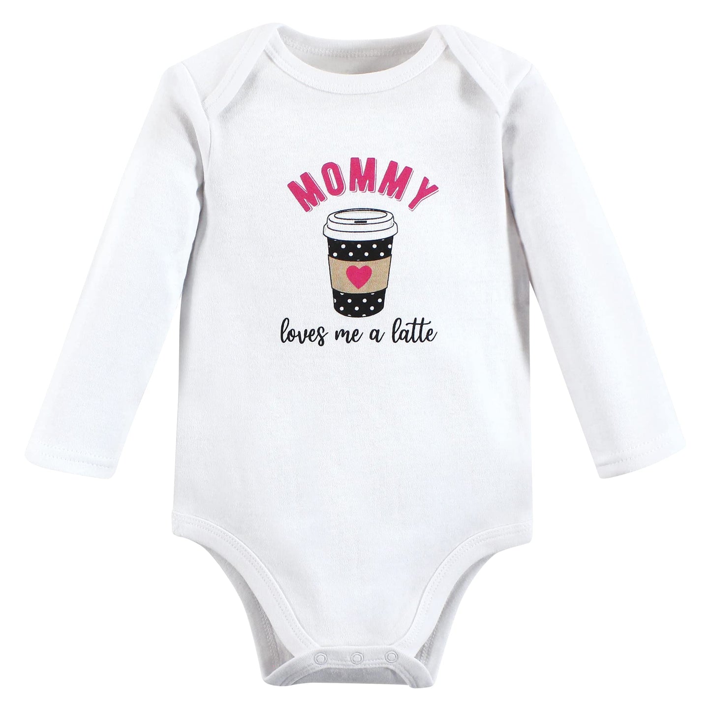 Hudson Baby Unisex Baby Cotton Long-Sleeve Bodysuits, Mommy Latte, 0-3 Months