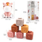 Nueplay 7 Pcs Soft Building Blocks, Sensory Stacking Squeeze Toys with Horse Figure, Newborn Essentials for 6 12 18 Months Baby