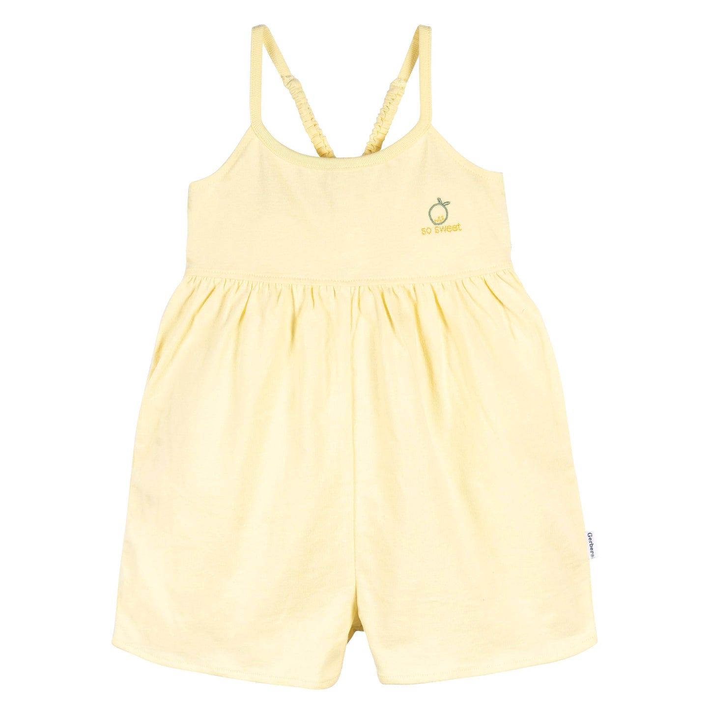 Gerber Baby Girls Toddler 2-Pack Sleeveless Romper Jumpsuit, Yellow Lemons, 5T