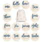 Burbell 7 Pack 3D Baby Monthly Milestone Card Signs Baby Announcement Sign Double Sided Hello World Newborn Signs Wooden Circles