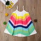 Toddler Baby Girl Summer Boho Rainbow Stripe Spaghetti Strap Beach Sun Dress (Rainbow, 5-6T)
