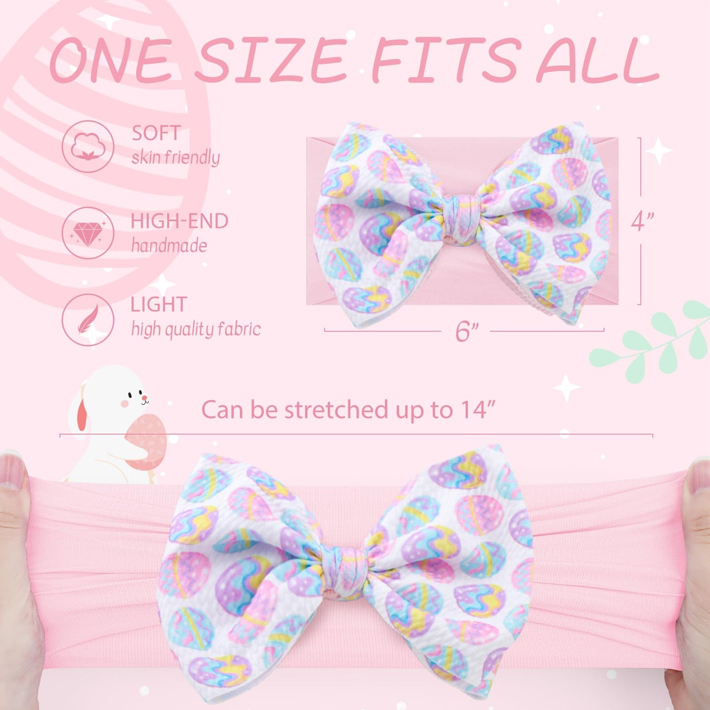 Lanmerry Easter Bows For Girls Infant Easter Headbands Hair Bows For Baby Girl Bunny Egg Headband Bow Baby Girl Headbands With B