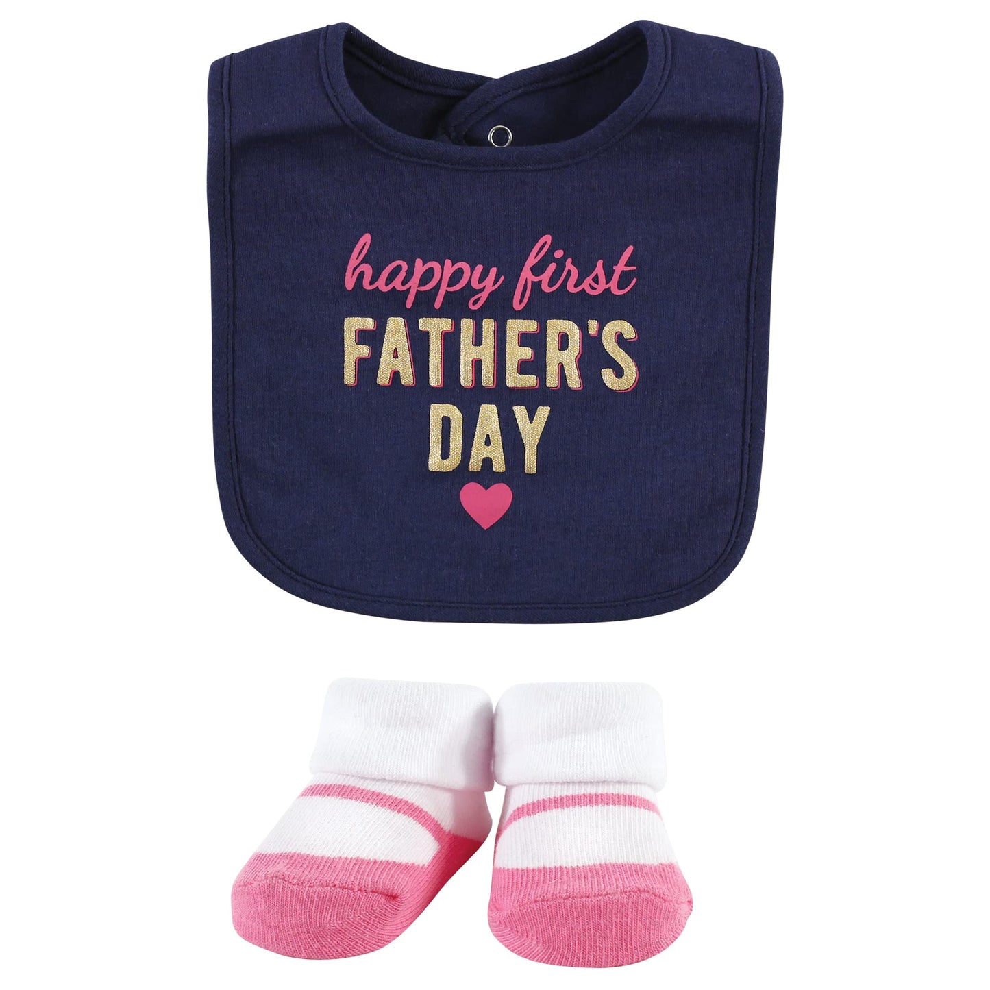 Hudson Baby Unisex Baby Cotton Bib And Sock Set, Girl Mothers Fathers Day, One Size