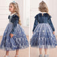 Itvti Girls Princess Elsa Dress Up Costume Snow Queen Halloween Christmas Cosplay Party Toddler Dress Blue, 3-4 Years(Label 110)