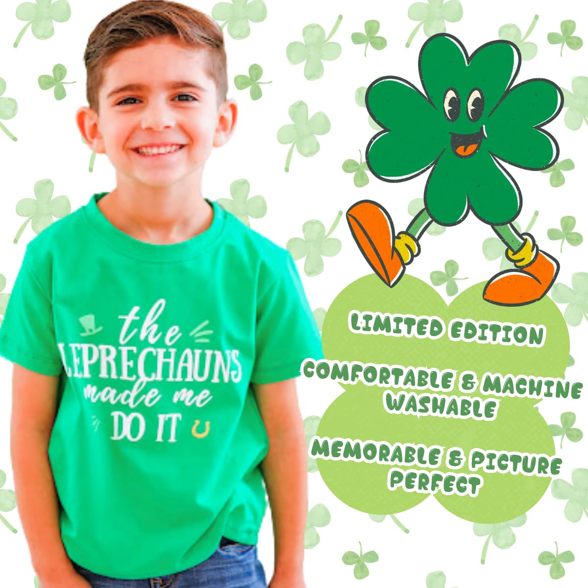 Green Funny Girls Boys St Patricks Day Shirt For Kids Toddlers Children'S St Patrick'S Irish T Shirt Place Outfit (3T, Green)