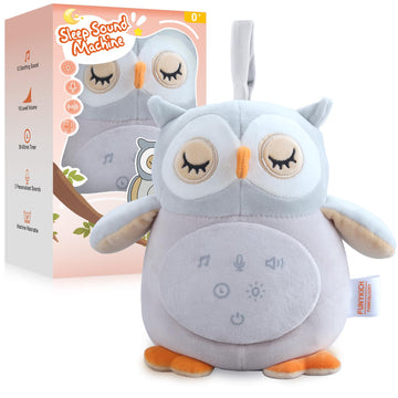 FUNYKICH Owl Baby Sound Machine with Red Light, Rechargeable Baby Sleep Soother, 12 Soothing Sounds, Recording&Wireless Speaker,