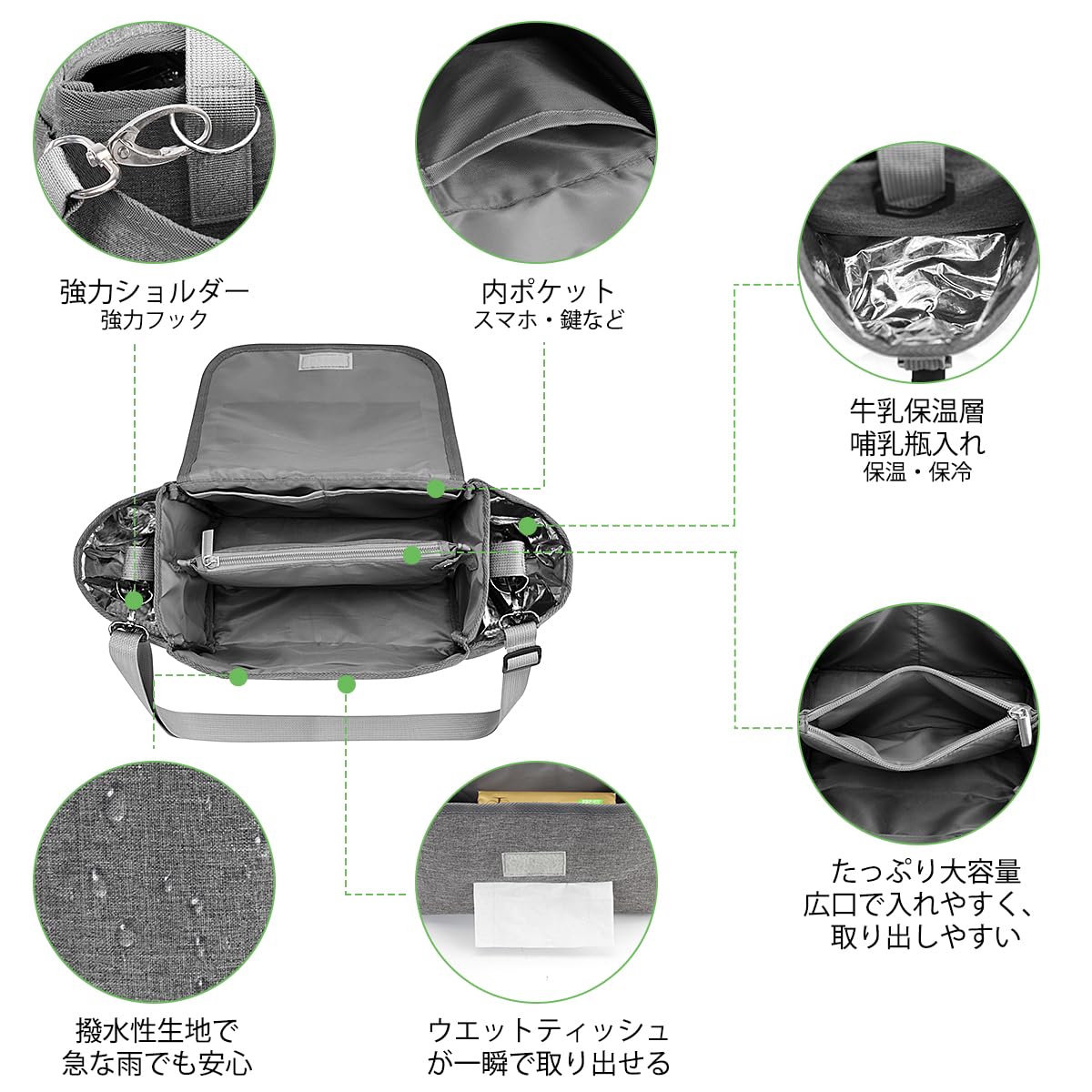 Philorn Stroller Organizer Bag, Universal Stroller Organizer With Insulated Cup Holder, Grey Stroller Caddy Organizer With Detac