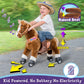 PonyCycle Official Ride-On Horse No Battery No Electricity Mechanical Pony Brown with White Hoof Giddy up Pony Plush Walking Ani