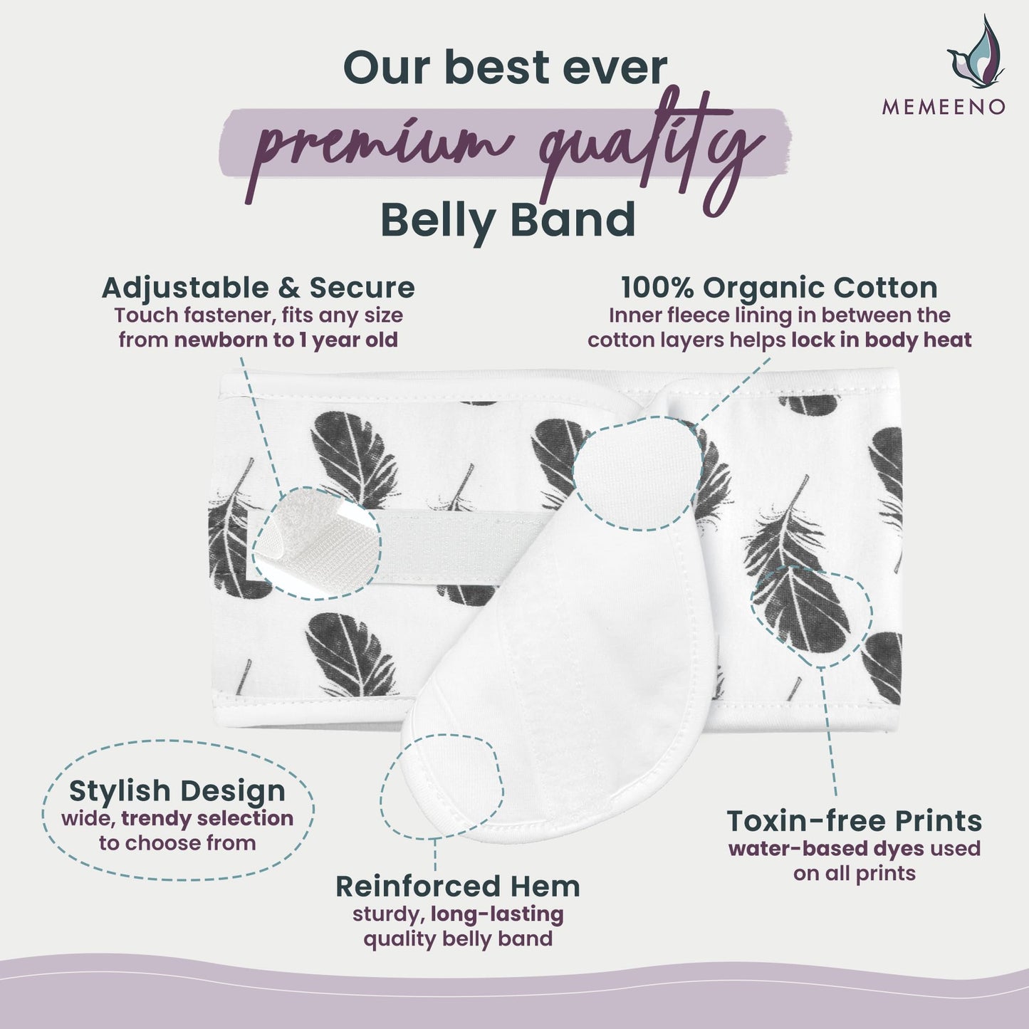 Memeeno Baby Belly Band For Gas And Colic Baby Relief - Belly Band For Baby Heating Pad For Colic, Baby Gas Relief, Gas Relief F