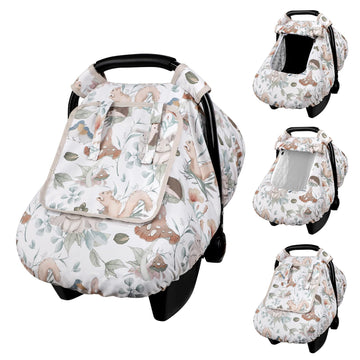 Caruili Car Seat Cover Baby Girl Boy, Warm Winter Carseat Cover For Baby, Kick-Proof Infant Car Seat Cover With Peep Window, Win