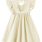 Lyxiof Toddler Baby Girl Cotton Linen Dress Ruffle Sleeve Halter Sleeveless Kids Casual Dresses Beige 120Cm