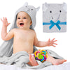 Purevacy Hooded Baby Towels, 33 X 33 Inches With Elephant Face. Light Gray Baby Bath Towels Hooded With Ears. 100% Woven Terry C
