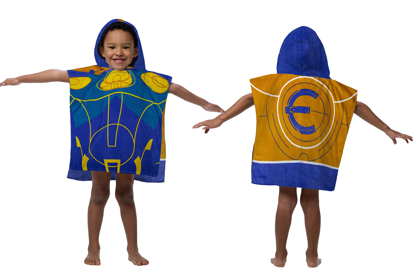 Jay Franco Marvel Eternals Ikaris Bath/Pool/Beach Hooded Poncho - Super Soft & Absorbent Cotton Towel, Measures 28 x 28 Inches (