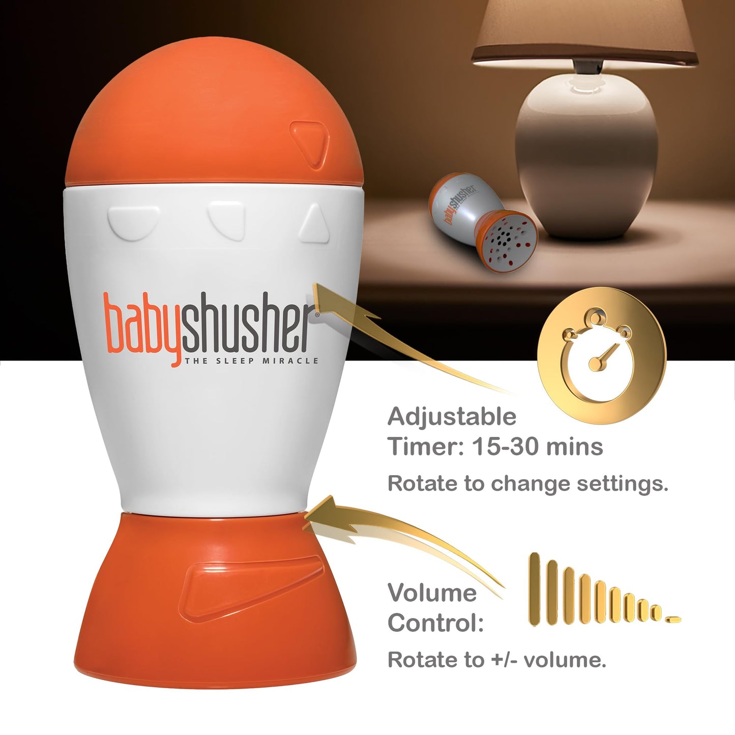 Baby Shusher Portable Sound Machine - White Noise Sound Machine, Baby Soother for Sleeping, Newborn Essentials for Crib, Battery