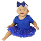 Petitebella Single Color Bodysuit Sequins Tutu Baby Dress Nb-18M (Blue, 6-12 Months)