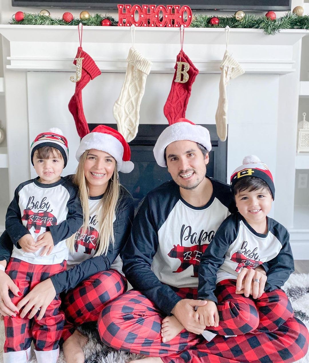 Iffei Matching Family Pajamas Sets Christmas Pj'S With Bear Printed Tee And Plaid Bottom Loungewear 8-9 Years