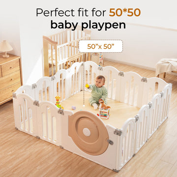 Uniency Vegan Leather Baby Play Mat For Floor, 50X50 Thick Foam Soft Padded Playpen Mat With Wipe-Clean And Waterproof Removable