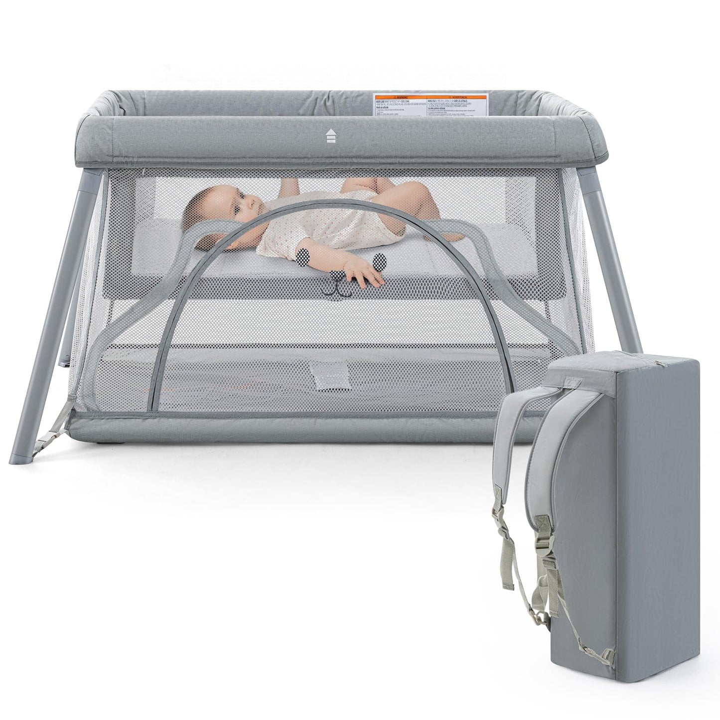 Travel Crib,Portable Crib for Baby, Pack and Play for Babies and Toddler, Lightweight Backpack Design,Foldable Travel Baby Playp