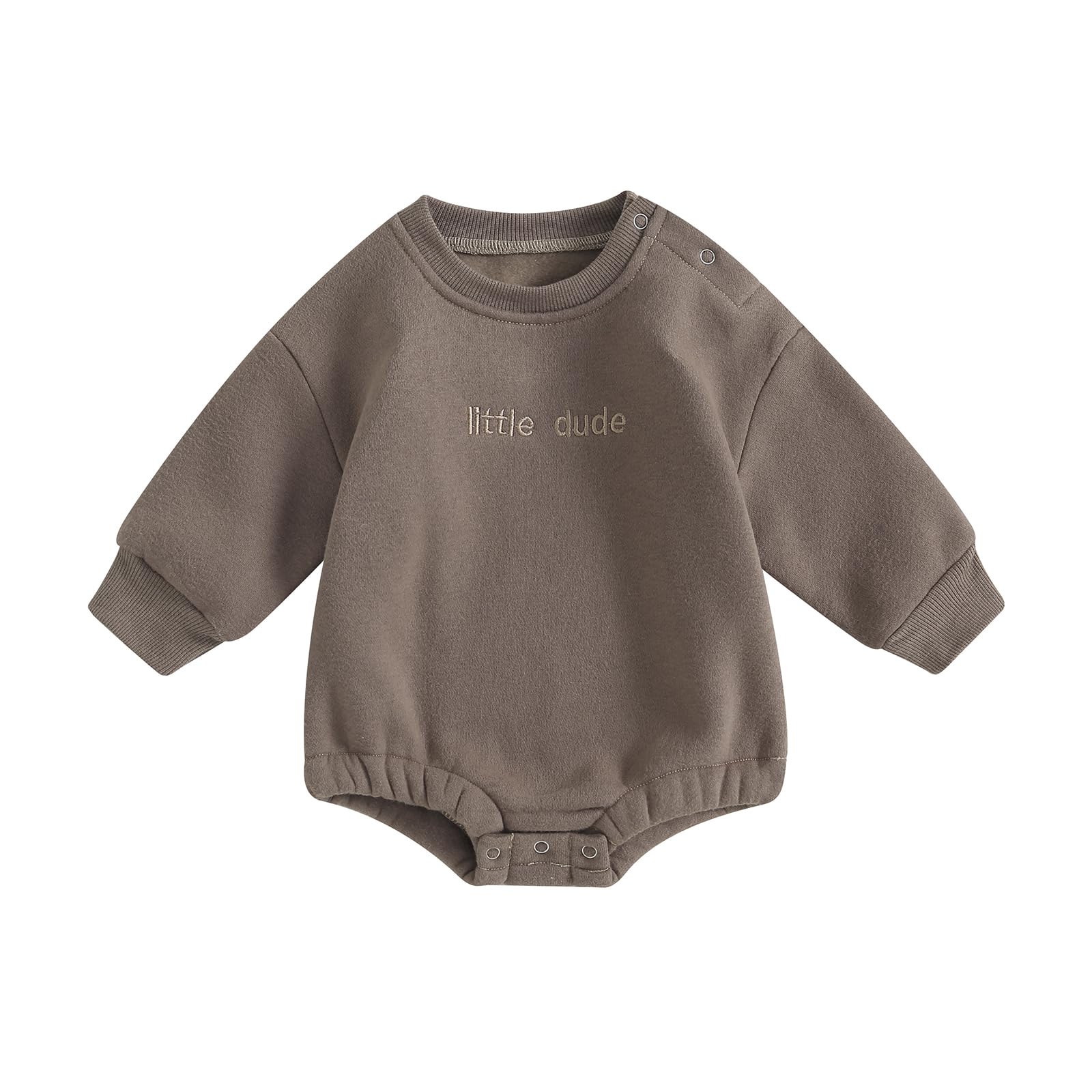 allshope Newborn Baby Boy Fall Outfit Romper Little Dude Embroidery Long Sleeve Jumpsuit Bodysuit Infant Winter Clothes (Winter 