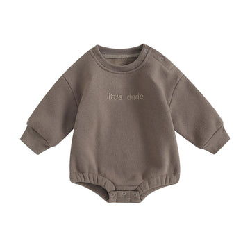 allshope Newborn Baby Boy Fall Outfit Romper Little Dude Embroidery Long Sleeve Jumpsuit Bodysuit Infant Winter Clothes (Winter 