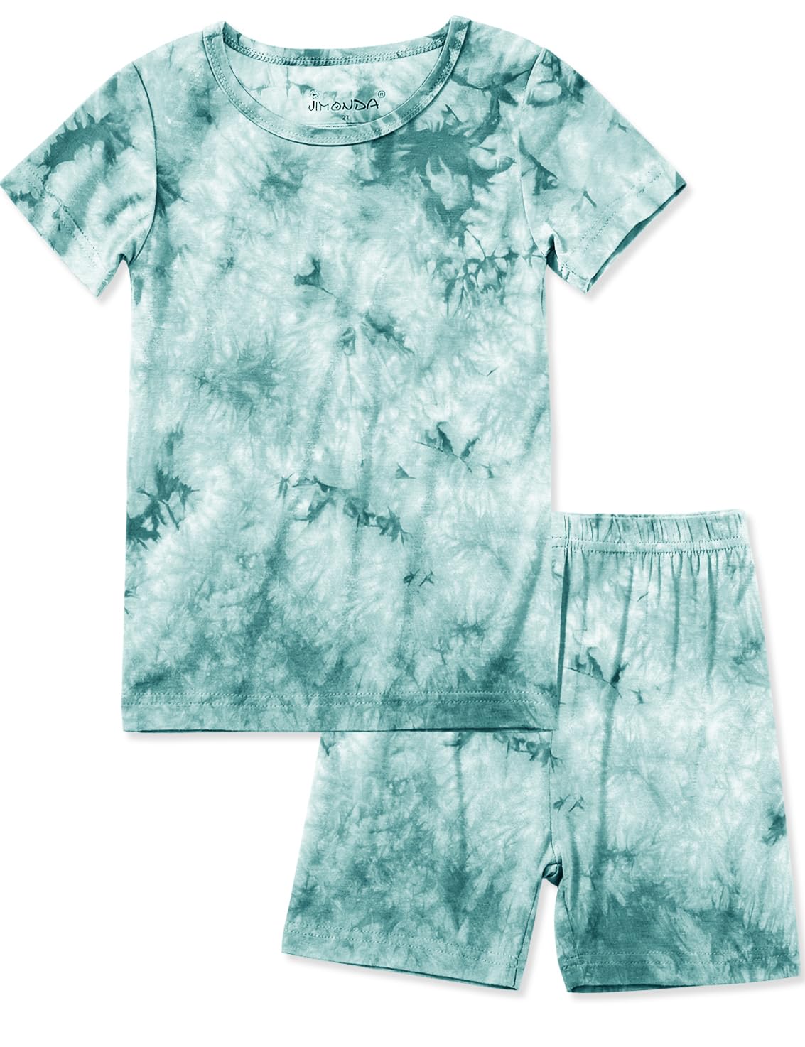 Jimonda Baby/Toddler Soft Sleepwear Short sleeve Kids Cool Pajama Outdoor 2Piece Shirt&Shorts Casual sets Tie Dye PJ, Green Tie