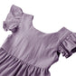 Dutebare Toddler Girls Dress Cotton Linen Ruffle Halter Sleeveless Kids Casual Summer Beach Party Dresses Purple 110