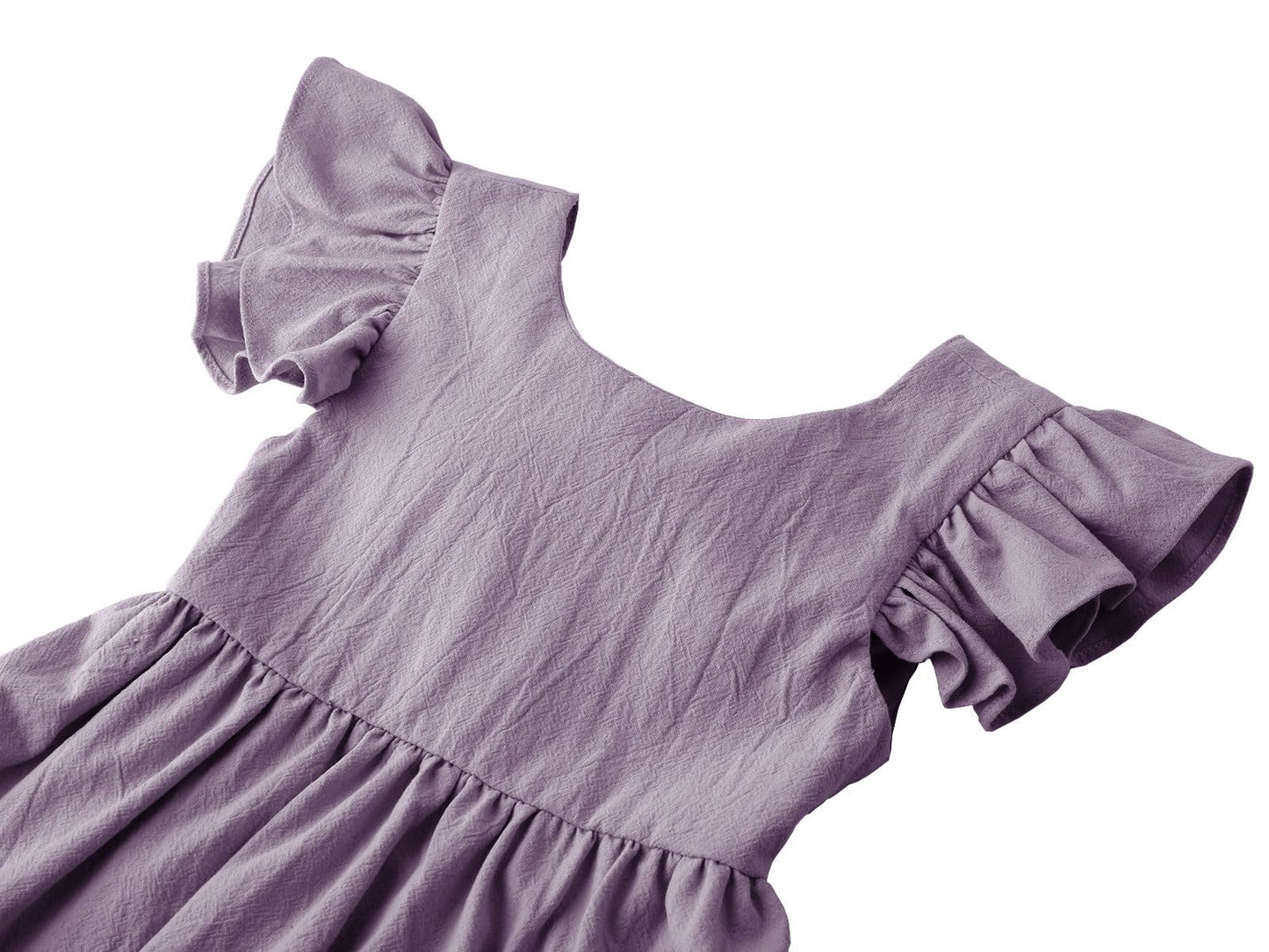 Dutebare Toddler Girls Dress Cotton Linen Ruffle Halter Sleeveless Kids Casual Summer Beach Party Dresses Purple 110