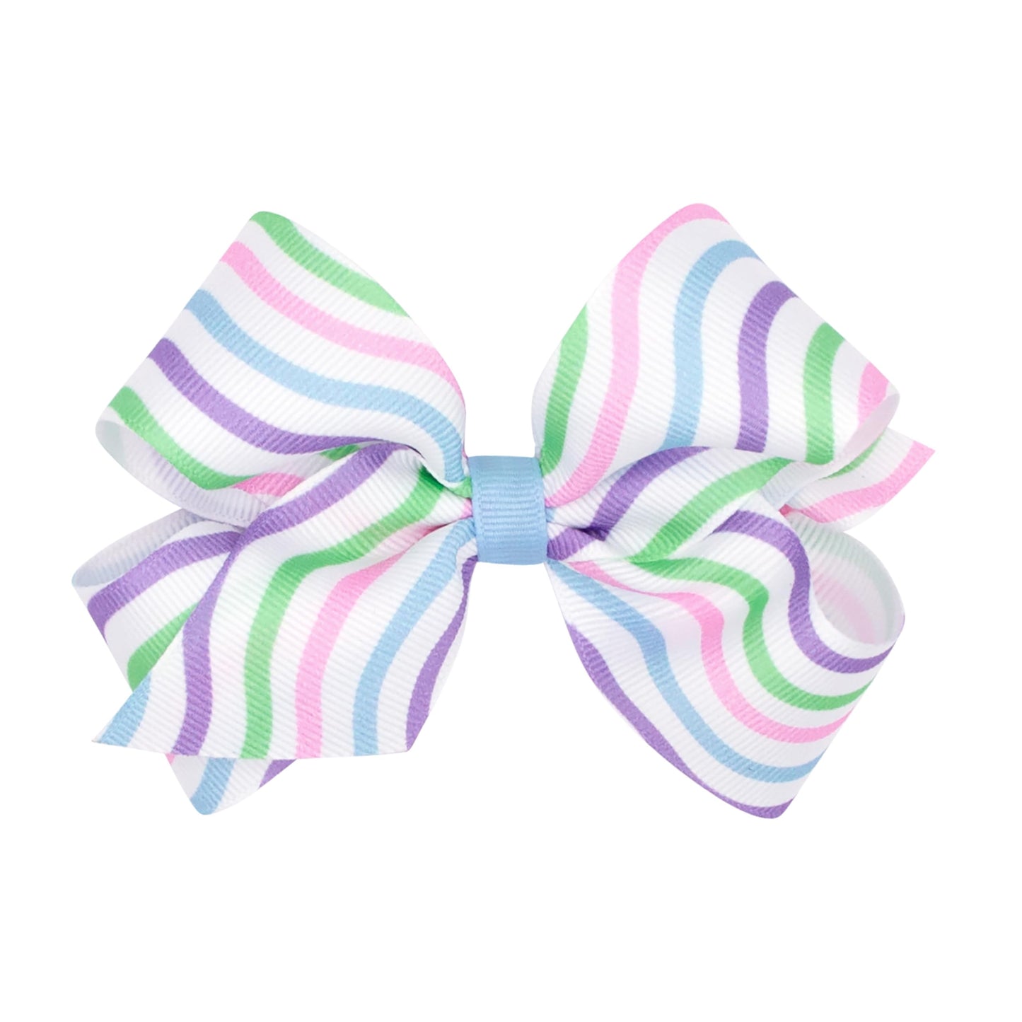 Wee Ones Girls' Easter Print Grosgrain Hair Bow On Wee Stay No-Slip Clip, Handmade, Medium, Spring Stripe Print