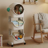 STORITO Rolling Baby Storage Cart with Wheels, 3Tier Kids Clothes Organizer with Dustproof Cover, 360 Rotating Multi Purpose St